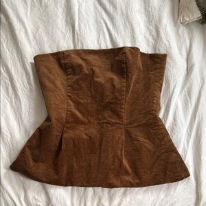 Brown Corduroy Strapless Top
